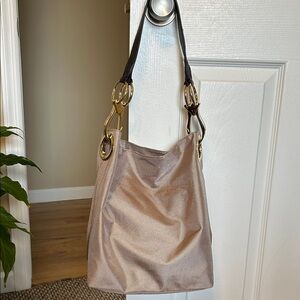 JPK Neutral Beige Shoulder Tote Bag with Gold Accents